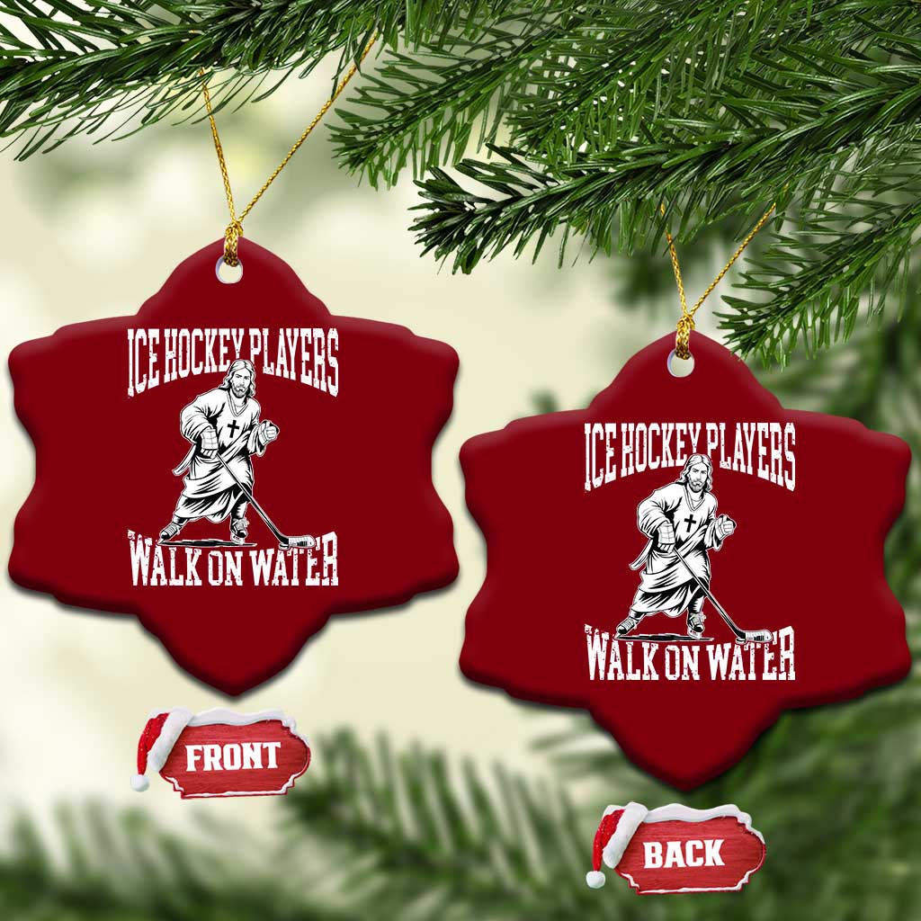 Jesus Ice Hockey Players Walk On Water Ceramic Ornament Funny Christian Gift - Wonder Print Shop