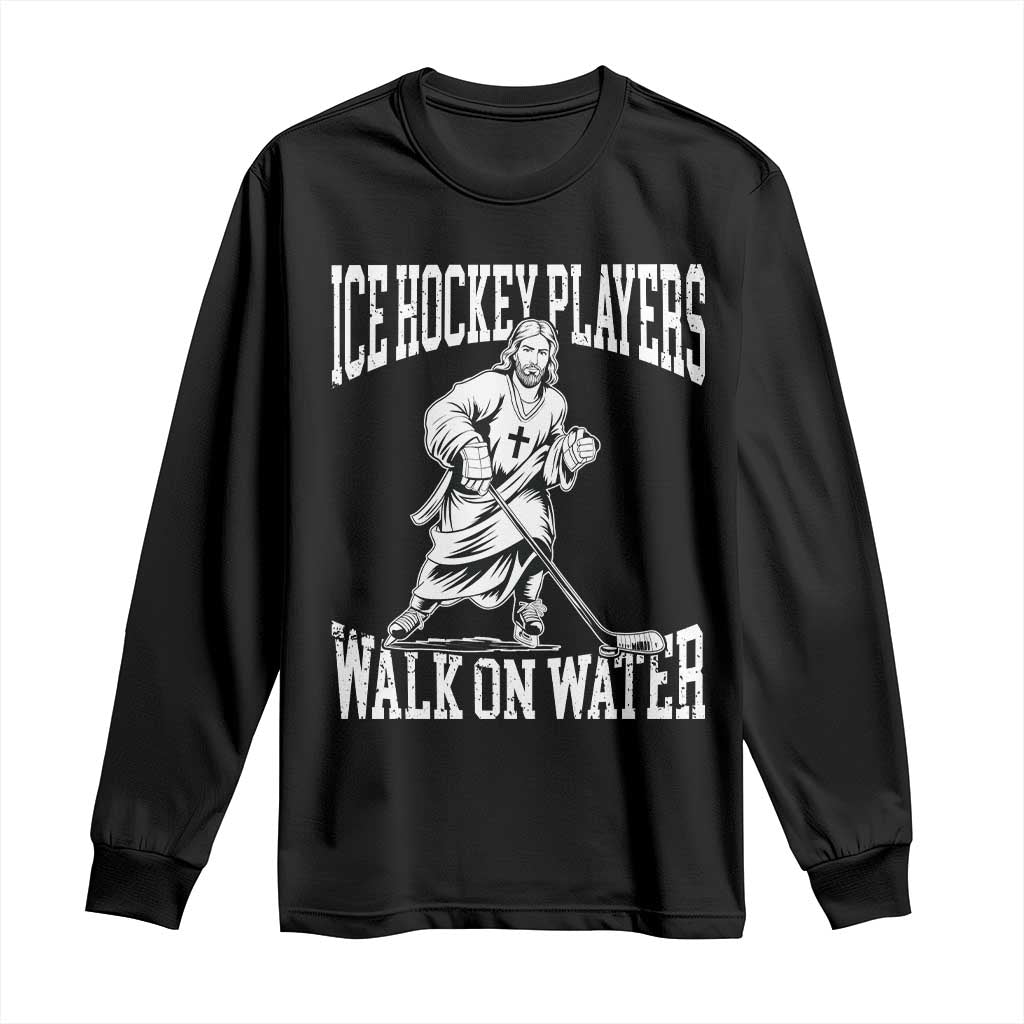 Jesus Ice Hockey Players Walk On Water Long Sleeve Shirt Funny Christian Gift - Wonder Print Shop