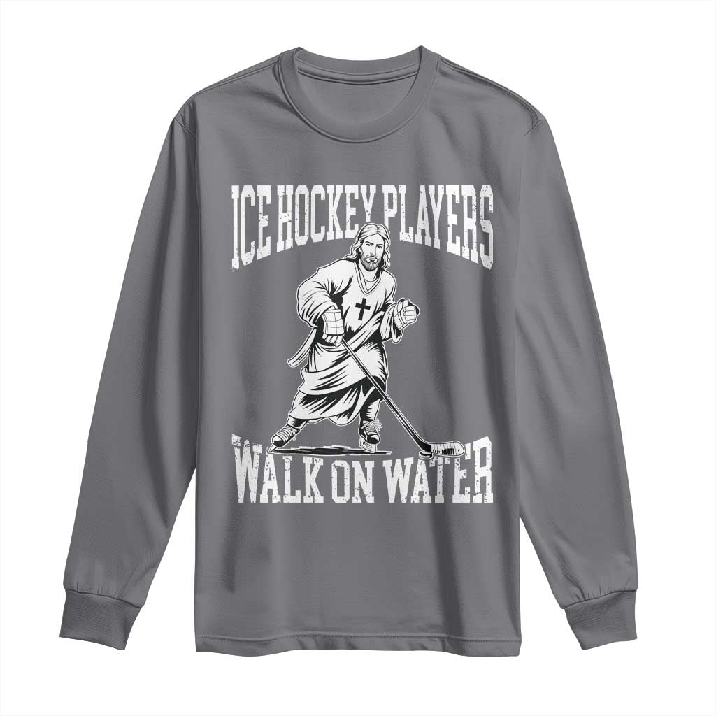 Jesus Ice Hockey Players Walk On Water Long Sleeve Shirt Funny Christian Gift - Wonder Print Shop