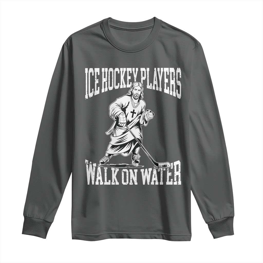 Jesus Ice Hockey Players Walk On Water Long Sleeve Shirt Funny Christian Gift - Wonder Print Shop