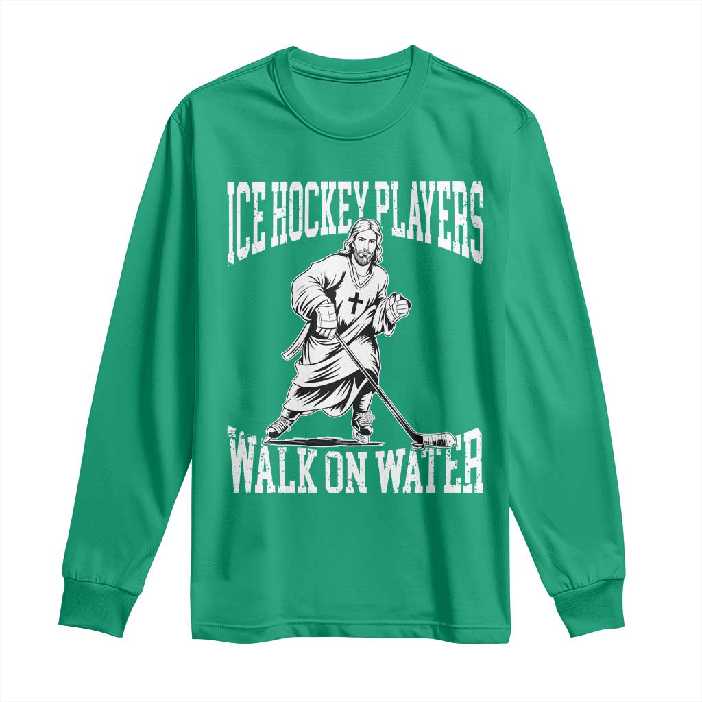 Jesus Ice Hockey Players Walk On Water Long Sleeve Shirt Funny Christian Gift - Wonder Print Shop