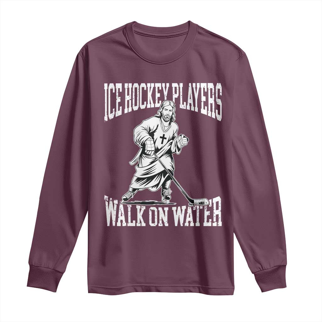 Jesus Ice Hockey Players Walk On Water Long Sleeve Shirt Funny Christian Gift - Wonder Print Shop