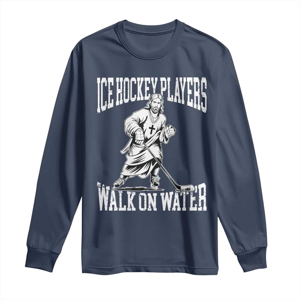 Jesus Ice Hockey Players Walk On Water Long Sleeve Shirt Funny Christian Gift - Wonder Print Shop