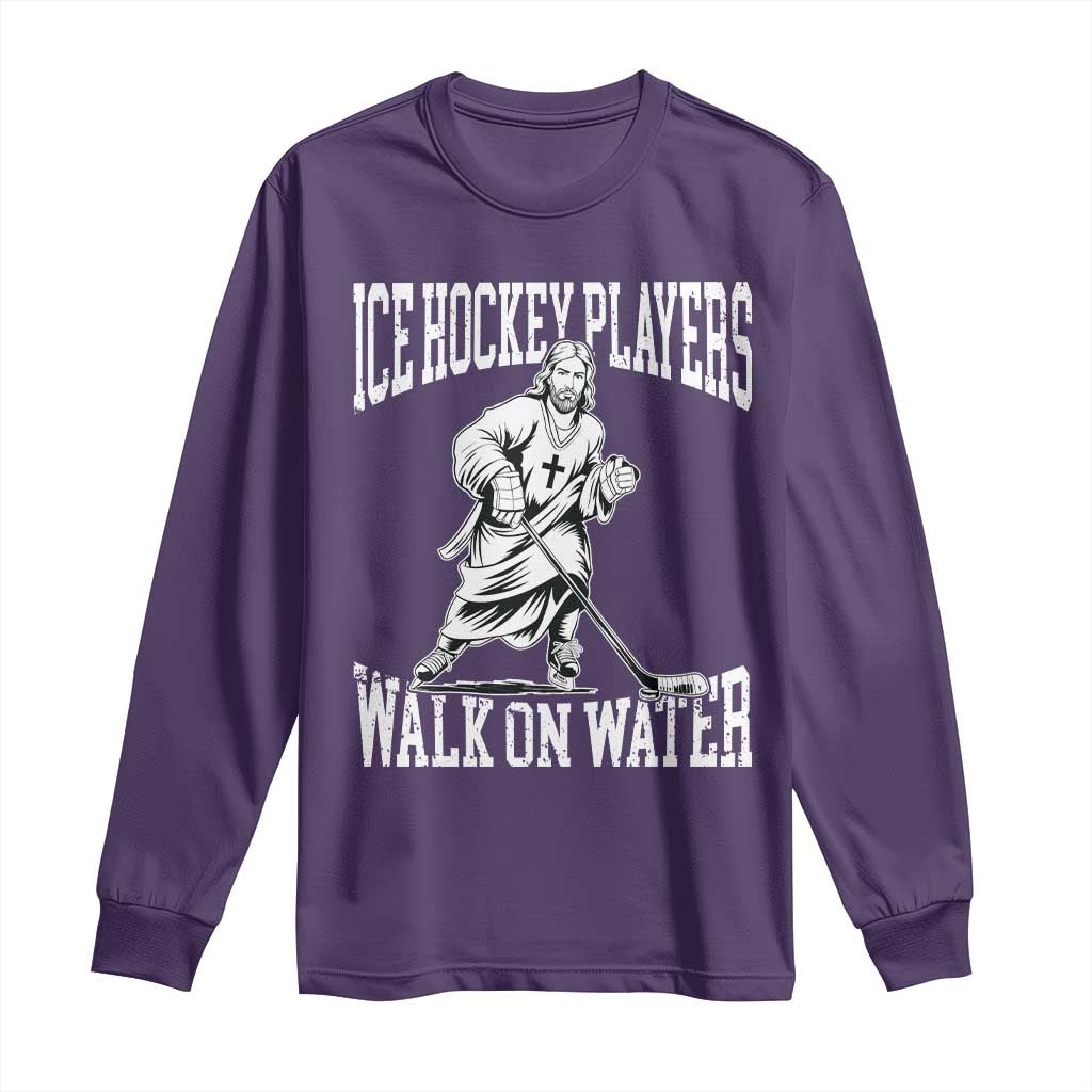Jesus Ice Hockey Players Walk On Water Long Sleeve Shirt Funny Christian Gift - Wonder Print Shop