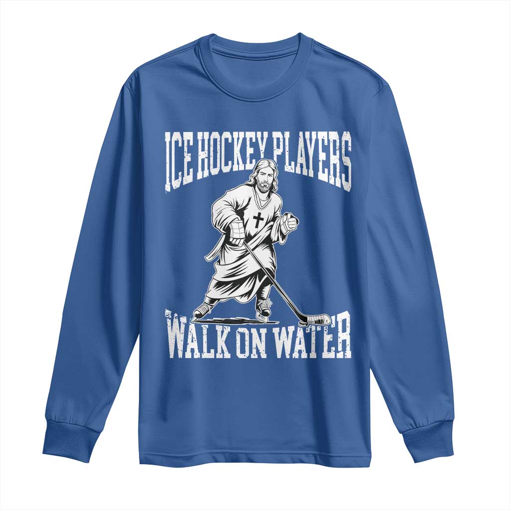 Jesus Ice Hockey Players Walk On Water Long Sleeve Shirt Funny Christian Gift - Wonder Print Shop