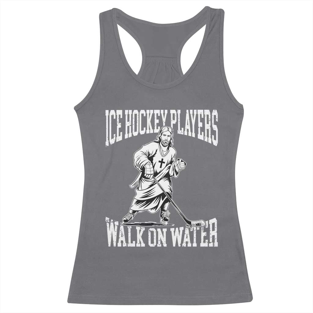 Jesus Ice Hockey Players Walk On Water Racerback Tank Top Funny Christian Gift - Wonder Print Shop
