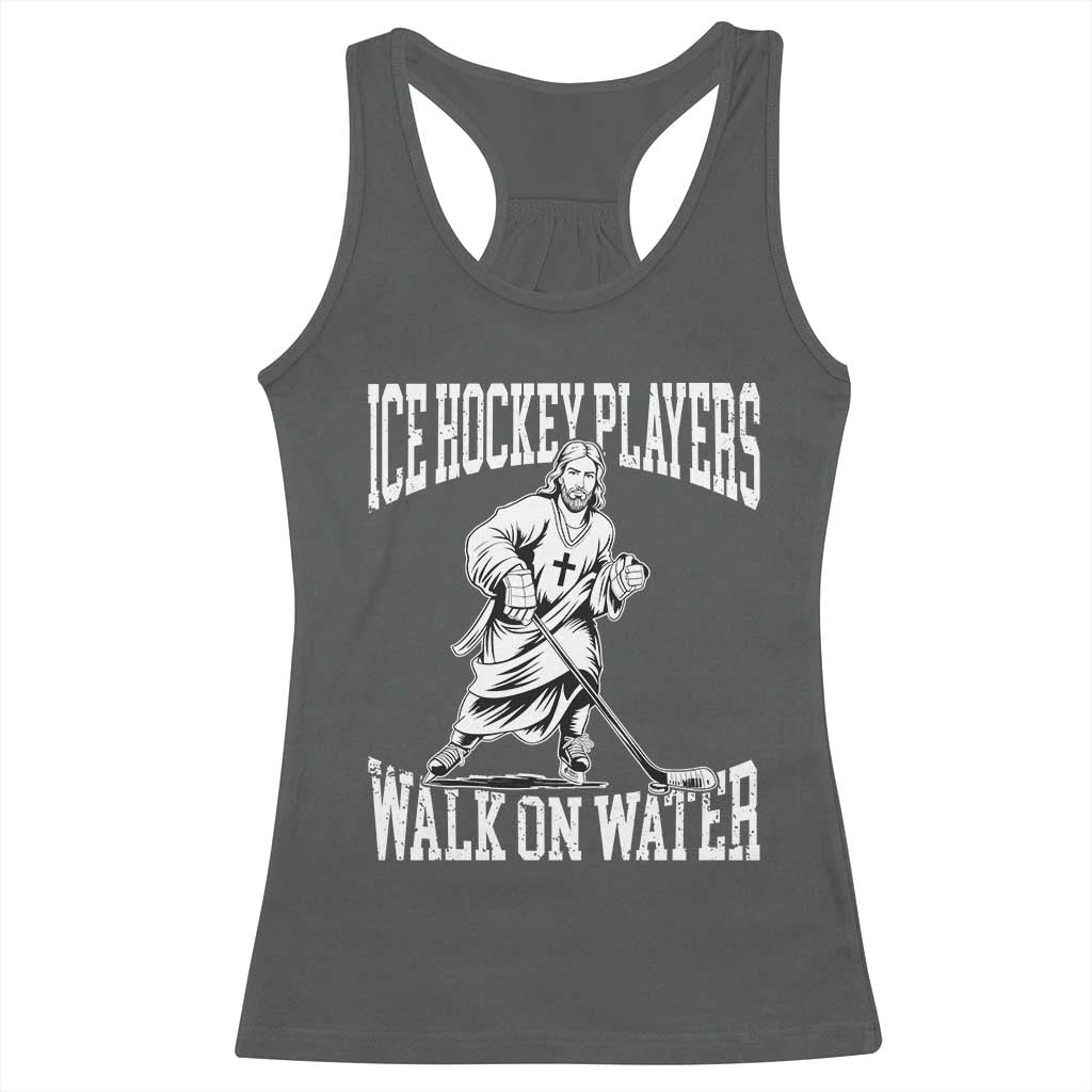 Jesus Ice Hockey Players Walk On Water Racerback Tank Top Funny Christian Gift - Wonder Print Shop