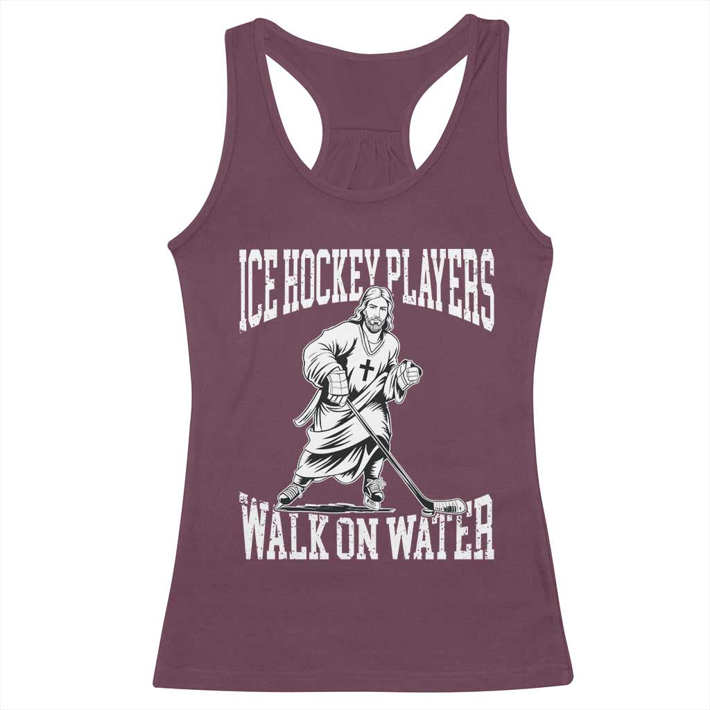 Jesus Ice Hockey Players Walk On Water Racerback Tank Top Funny Christian Gift - Wonder Print Shop