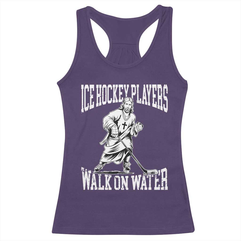 Jesus Ice Hockey Players Walk On Water Racerback Tank Top Funny Christian Gift - Wonder Print Shop
