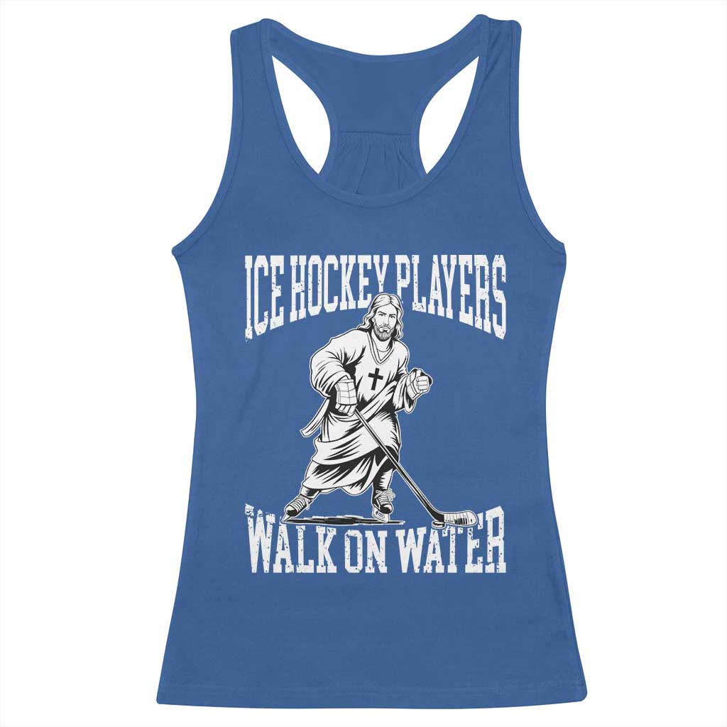 Jesus Ice Hockey Players Walk On Water Racerback Tank Top Funny Christian Gift - Wonder Print Shop