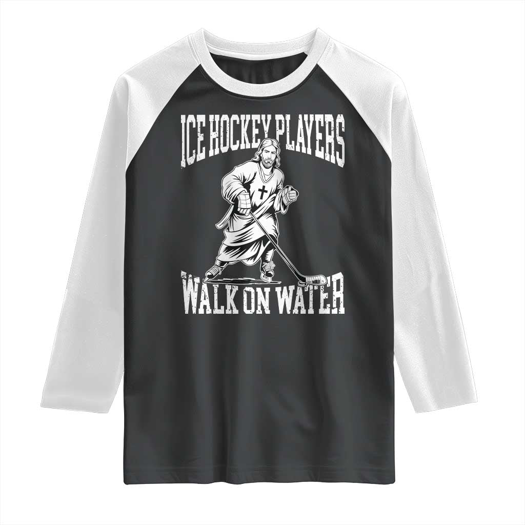 Jesus Ice Hockey Players Walk On Water Raglan Shirt Funny Christian Gift - Wonder Print Shop
