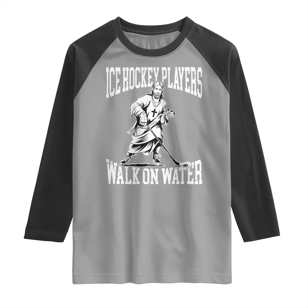 Jesus Ice Hockey Players Walk On Water Raglan Shirt Funny Christian Gift - Wonder Print Shop