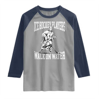 Jesus Ice Hockey Players Walk On Water Raglan Shirt Funny Christian Gift - Wonder Print Shop