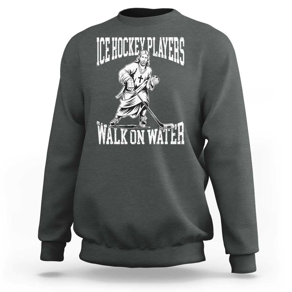 Jesus Ice Hockey Players Walk On Water Sweatshirt Funny Christian Gift - Wonder Print Shop