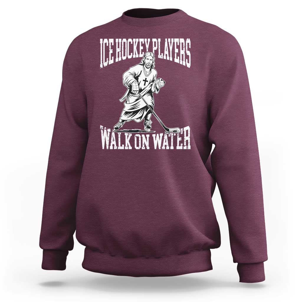 Jesus Ice Hockey Players Walk On Water Sweatshirt Funny Christian Gift - Wonder Print Shop