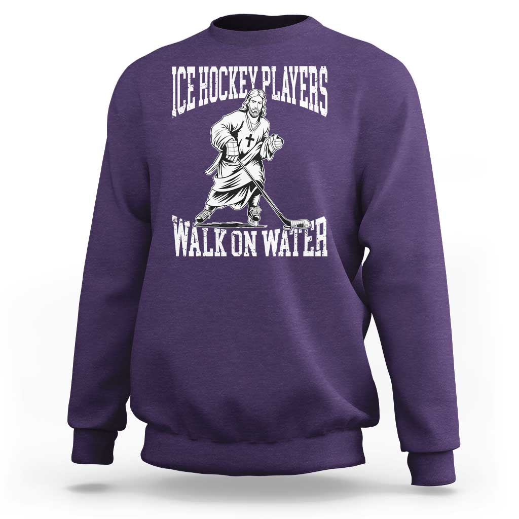 Jesus Ice Hockey Players Walk On Water Sweatshirt Funny Christian Gift - Wonder Print Shop
