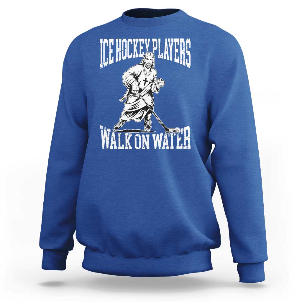 Jesus Ice Hockey Players Walk On Water Sweatshirt Funny Christian Gift - Wonder Print Shop