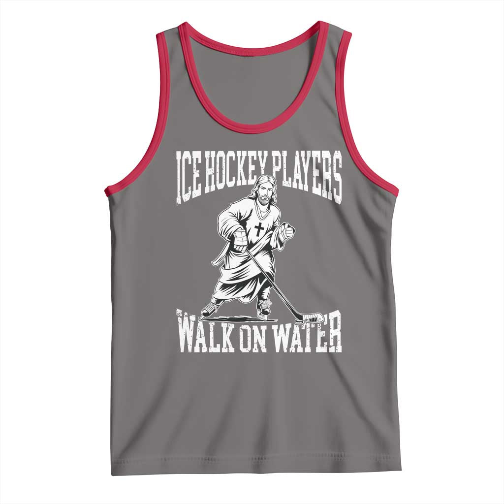 Jesus Ice Hockey Players Walk On Water Tank Top Funny Christian Gift - Wonder Print Shop