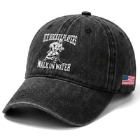 Jesus Ice Hockey Players Walk On Water Washed Cotton Baseball Cap Funny Christian Gift