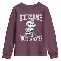 Jesus Ice Hockey Players Walk On Water Youth Sweatshirt Funny Christian Gift - Wonder Print Shop
