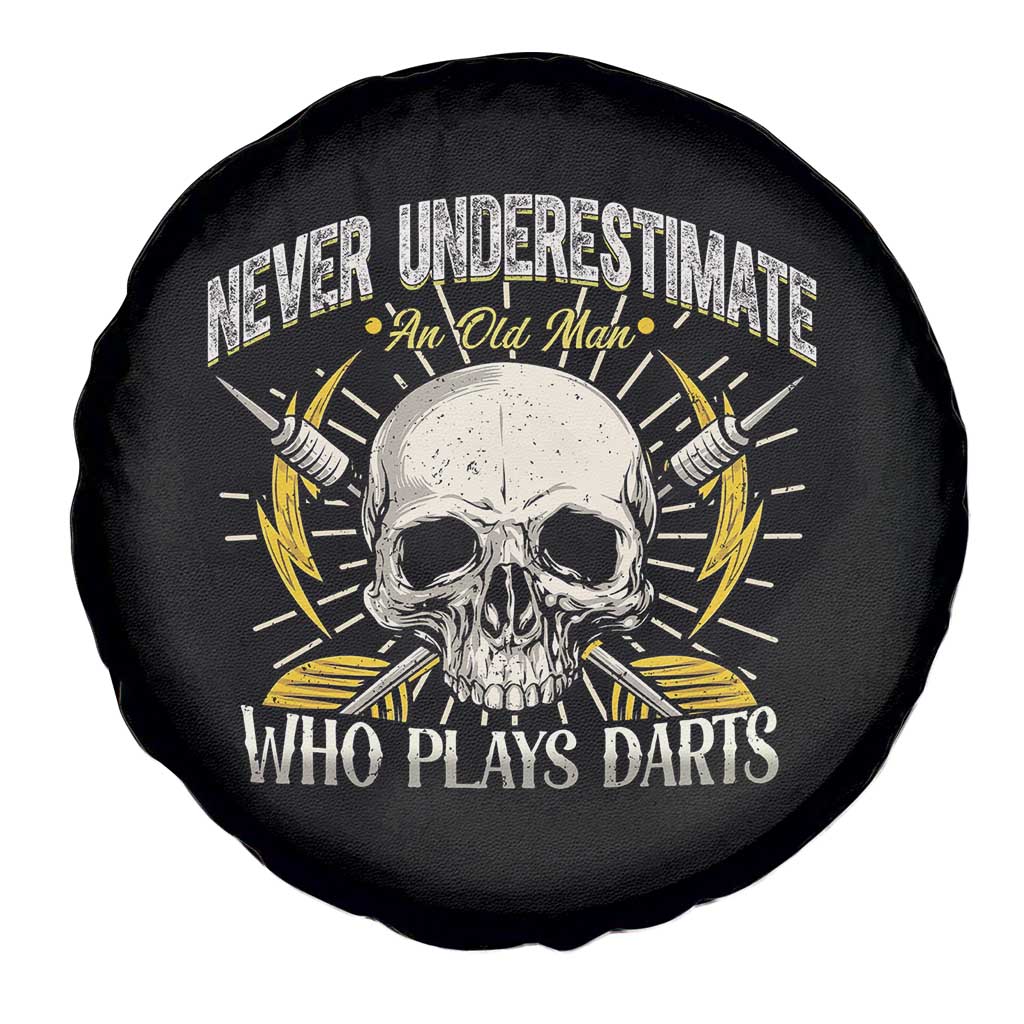 Never Underestimate An Old Who Plays Darts Spare Tire Cover Funny Darts Fan - Wonder Print Shop