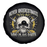 Never Underestimate An Old Who Plays Darts Spare Tire Cover Funny Darts Fan - Wonder Print Shop