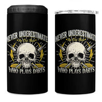 Never Underestimate An Old Who Plays Darts 4 in 1 Can Cooler Tumbler Funny Darts Fan - Wonder Print Shop