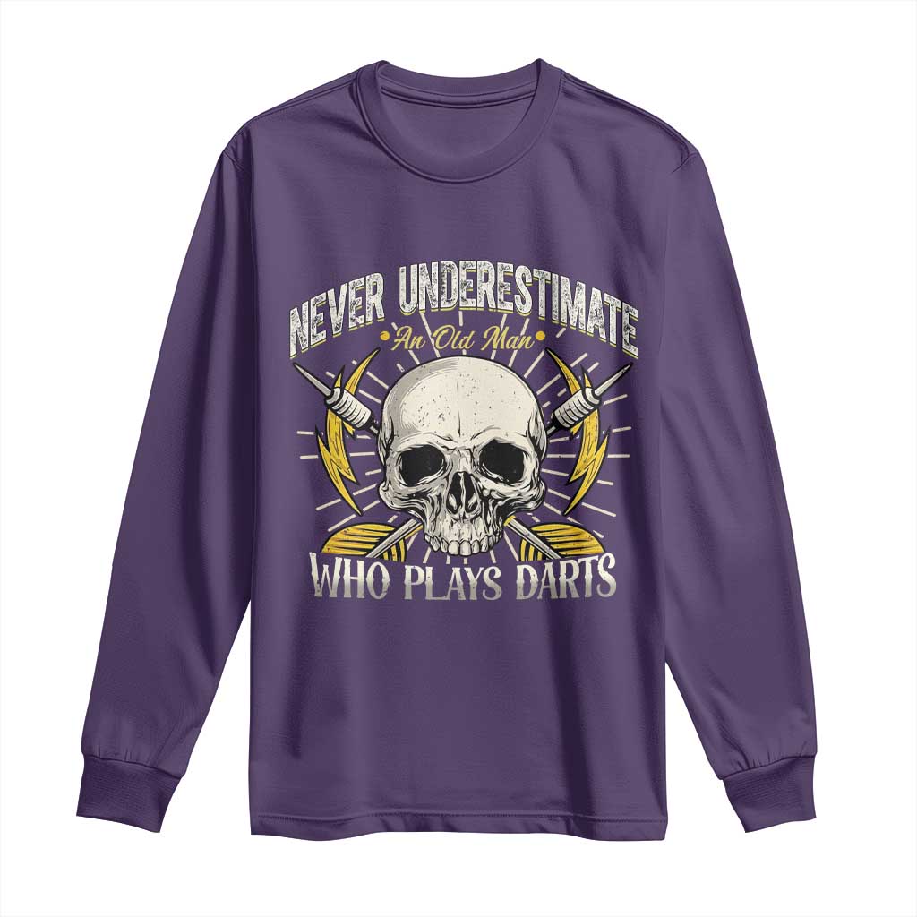 Never Underestimate An Old Who Plays Darts Long Sleeve Shirt Funny Darts Fan - Wonder Print Shop