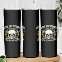 Never Underestimate An Old Who Plays Darts Skinny Tumbler Funny Darts Fan - Wonder Print Shop