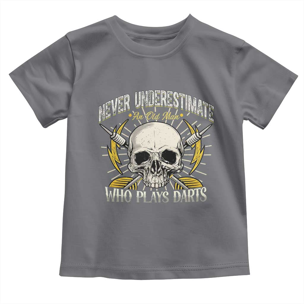 Never Underestimate An Old Who Plays Darts Toddler T Shirt Funny Darts Fan - Wonder Print Shop