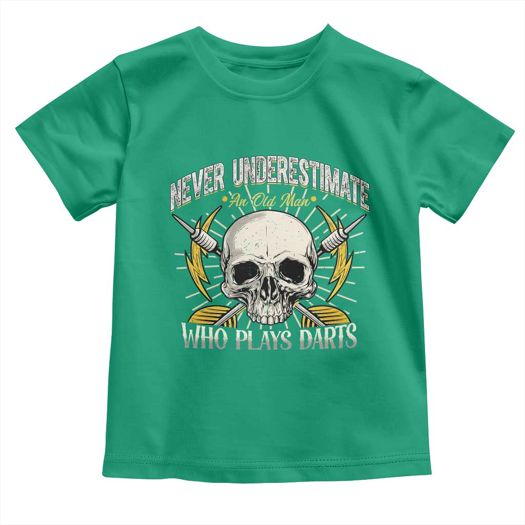 Never Underestimate An Old Who Plays Darts Toddler T Shirt Funny Darts Fan - Wonder Print Shop