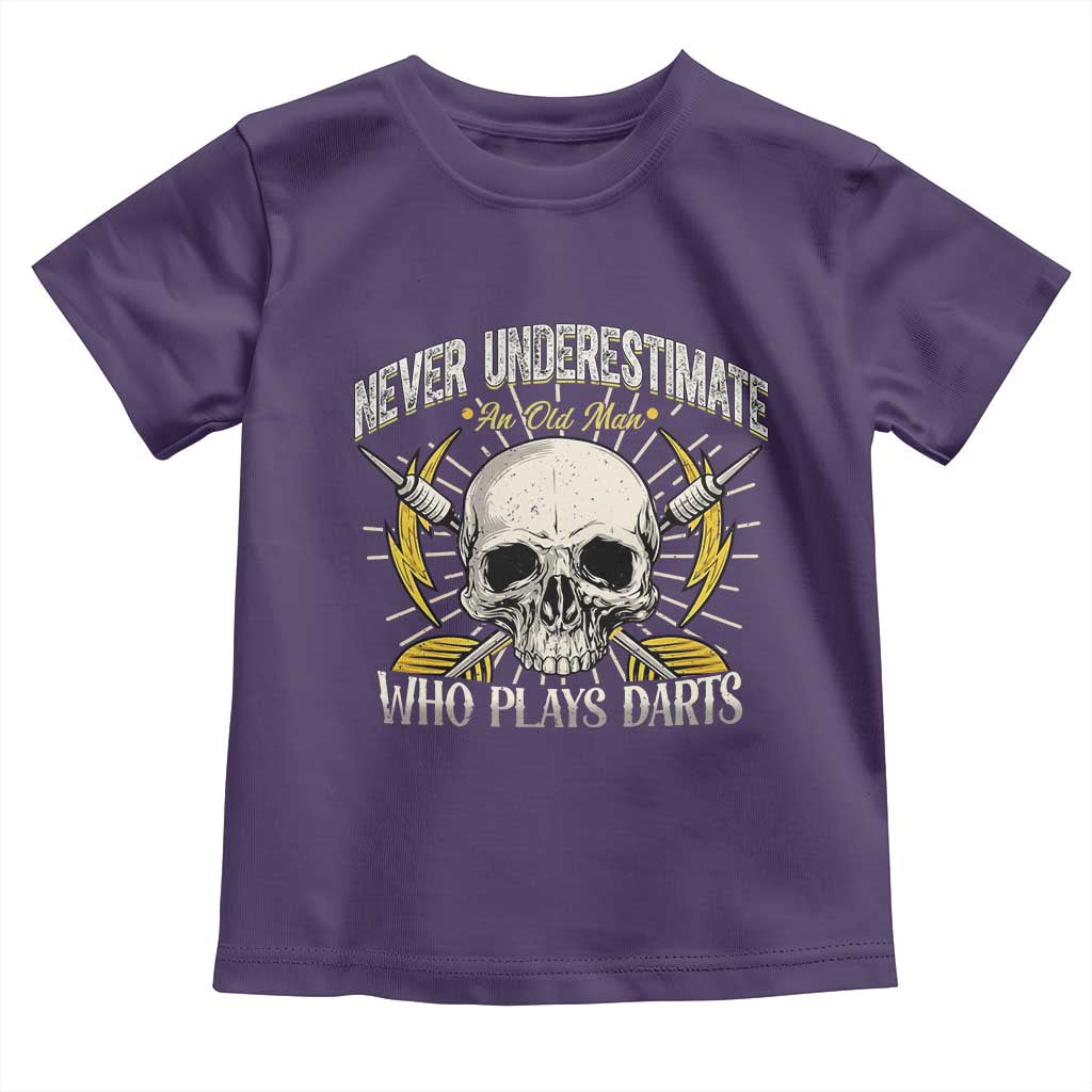 Never Underestimate An Old Who Plays Darts Toddler T Shirt Funny Darts Fan - Wonder Print Shop