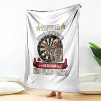 Never Underestimate An Old Man Plays Darts Throw Blanket Gothic Darts Player - Wonder Print Shop