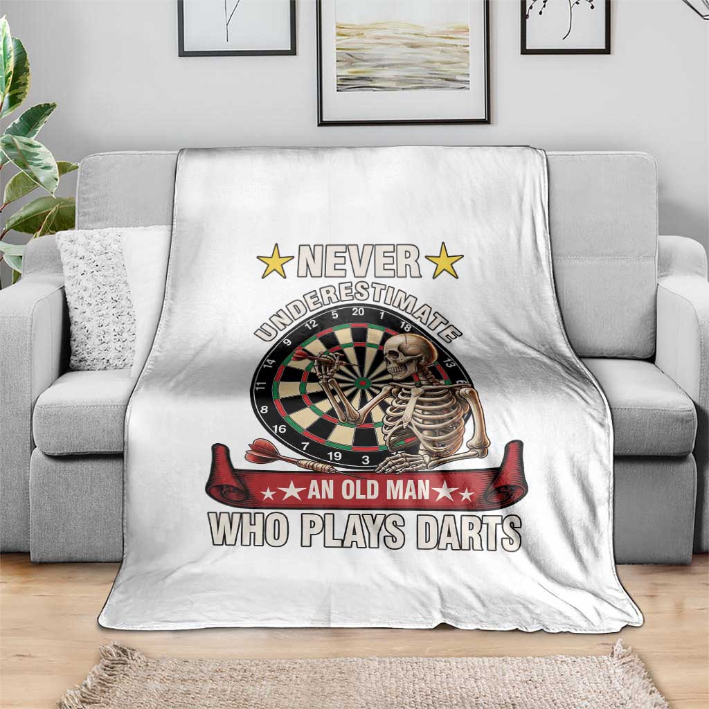Never Underestimate An Old Man Plays Darts Throw Blanket Gothic Darts Player - Wonder Print Shop