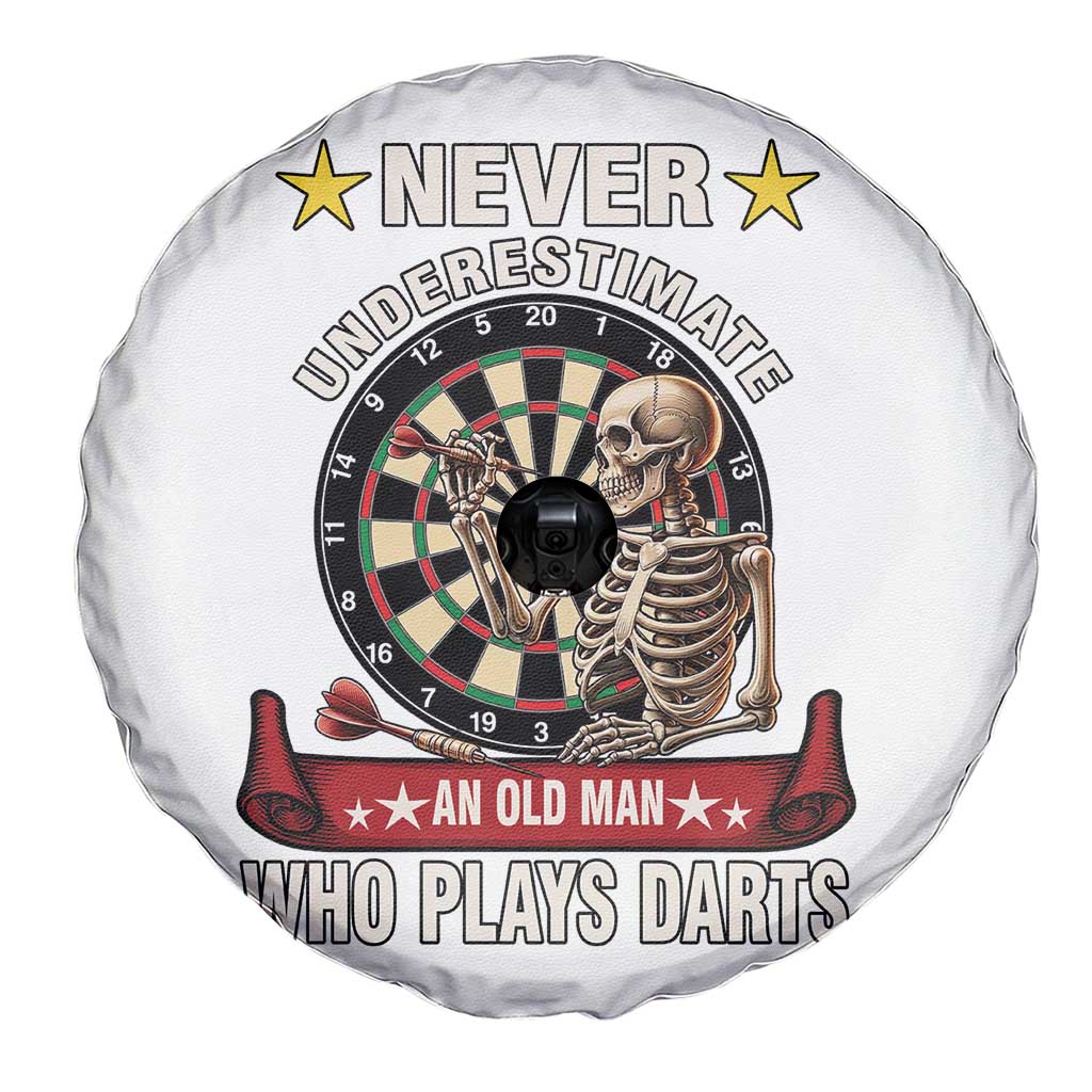 Never Underestimate An Old Man Plays Darts Spare Tire Cover Gothic Darts Player - Wonder Print Shop