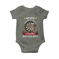 Never Underestimate An Old Man Plays Darts Baby Onesie Gothic Darts Player - Wonder Print Shop