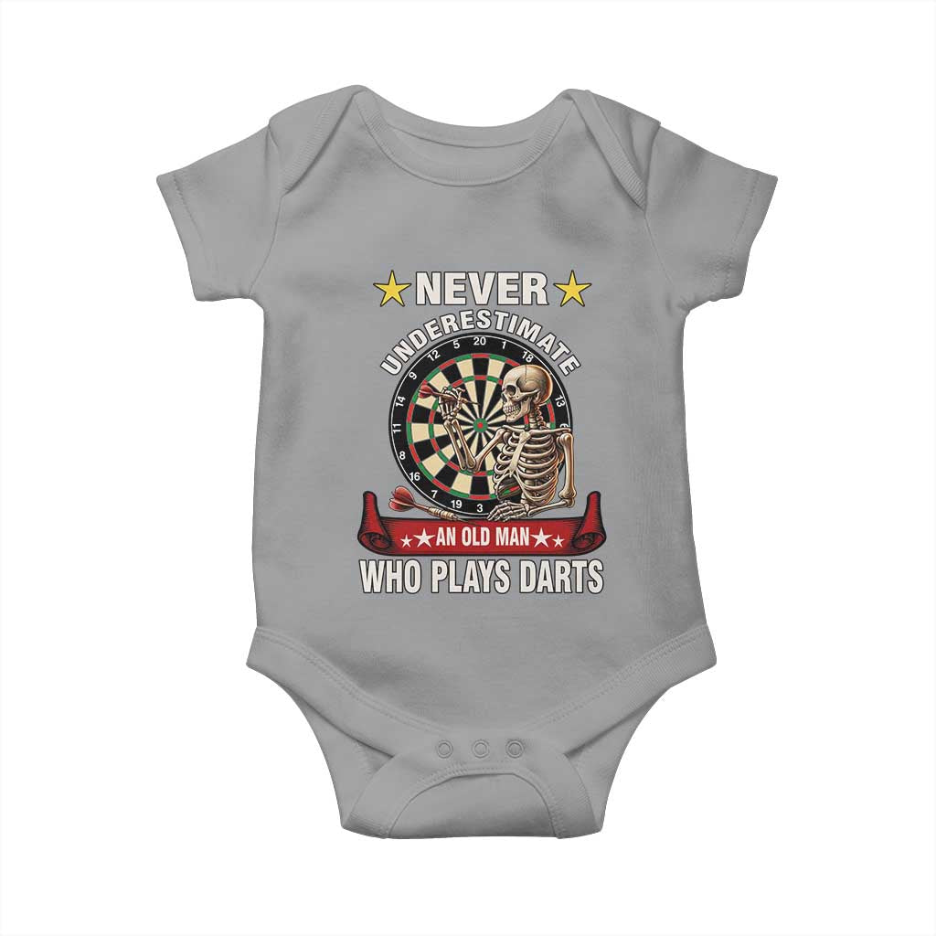 Never Underestimate An Old Man Plays Darts Baby Onesie Gothic Darts Player - Wonder Print Shop