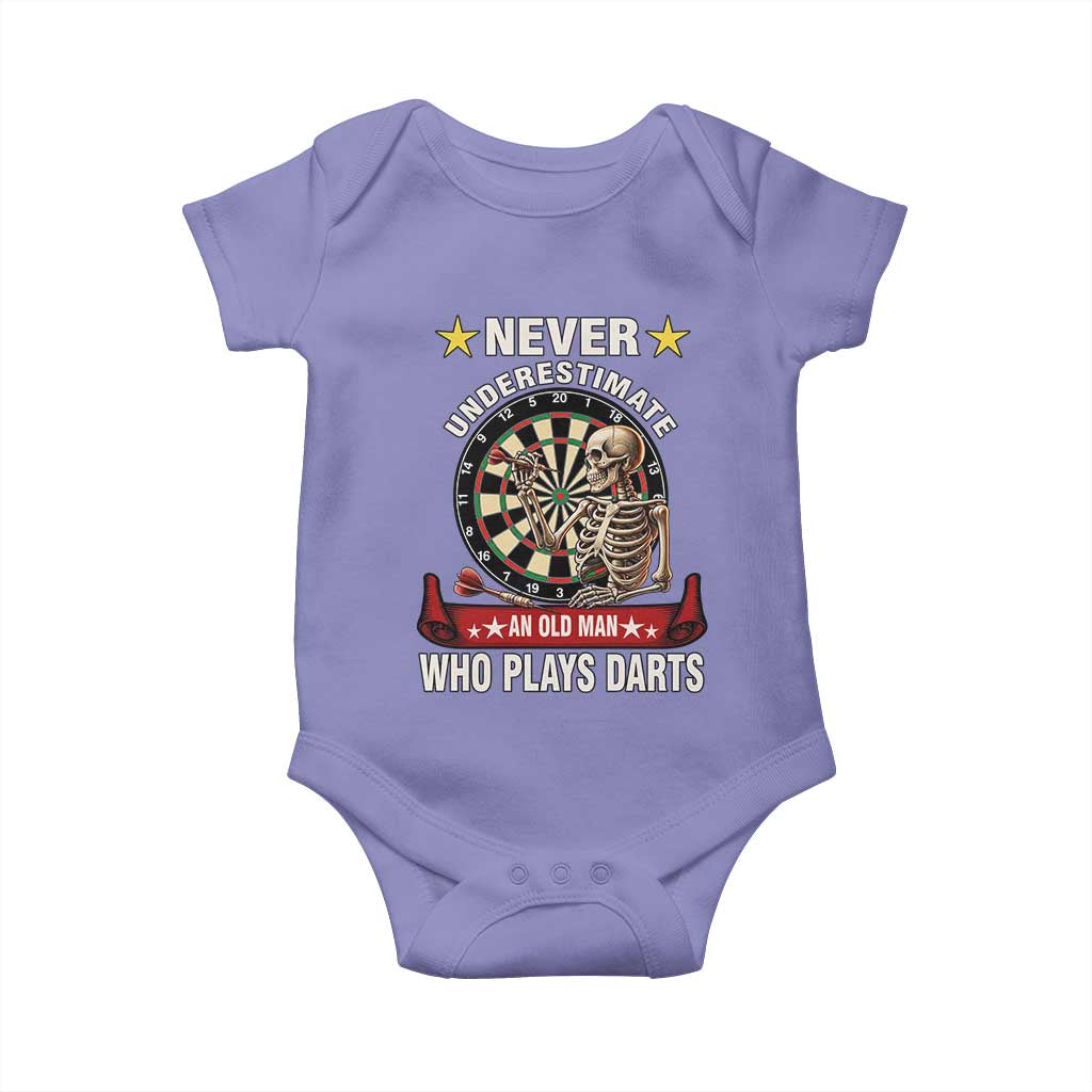 Never Underestimate An Old Man Plays Darts Baby Onesie Gothic Darts Player - Wonder Print Shop
