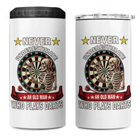 Never Underestimate An Old Man Plays Darts 4 in 1 Can Cooler Tumbler Gothic Darts Player - Wonder Print Shop