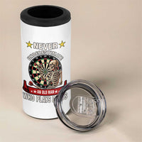 Never Underestimate An Old Man Plays Darts 4 in 1 Can Cooler Tumbler Gothic Darts Player - Wonder Print Shop