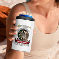 Never Underestimate An Old Man Plays Darts 4 in 1 Can Cooler Tumbler Gothic Darts Player - Wonder Print Shop