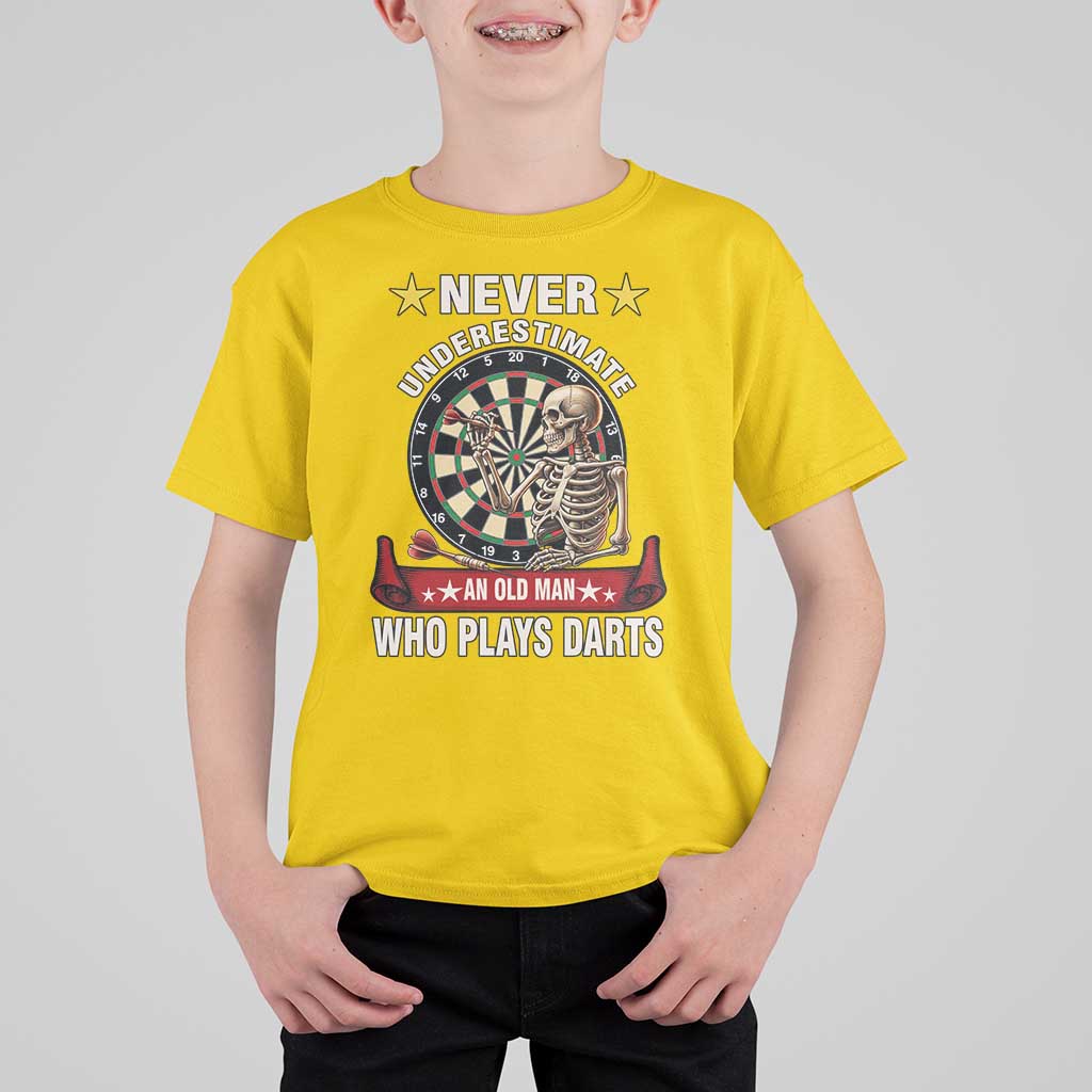 Never Underestimate An Old Man Plays Darts T Shirt For Kid Gothic Darts Player - Wonder Print Shop