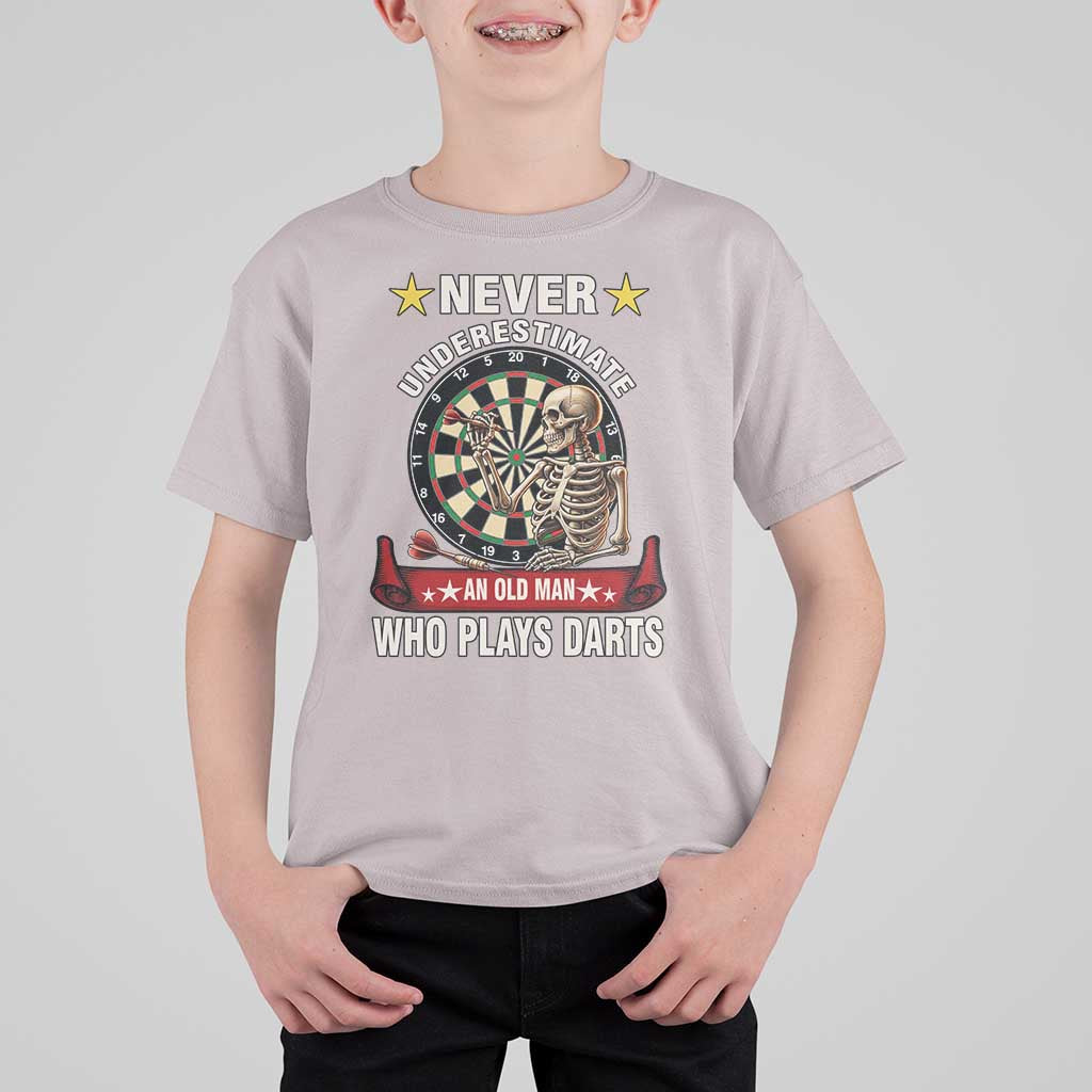 Never Underestimate An Old Man Plays Darts T Shirt For Kid Gothic Darts Player - Wonder Print Shop
