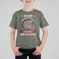 Never Underestimate An Old Man Plays Darts T Shirt For Kid Gothic Darts Player - Wonder Print Shop