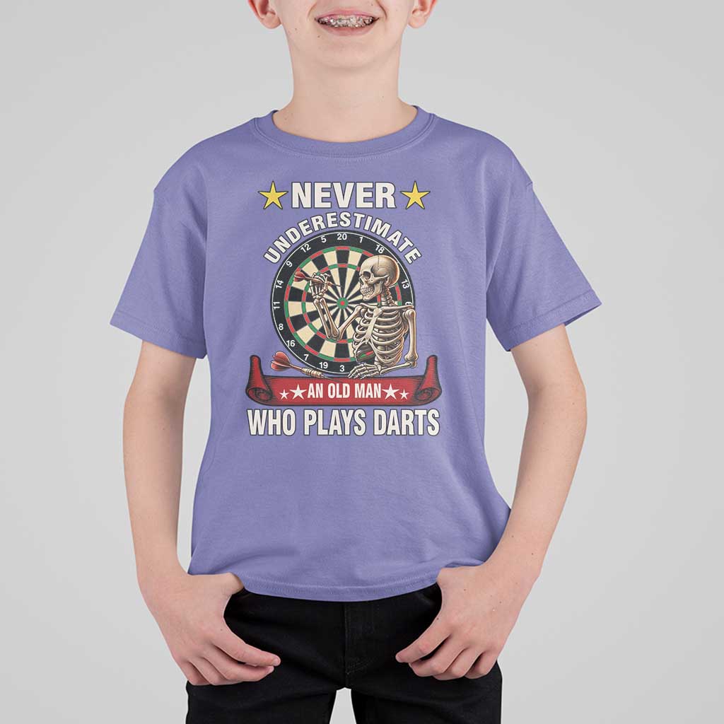 Never Underestimate An Old Man Plays Darts T Shirt For Kid Gothic Darts Player - Wonder Print Shop