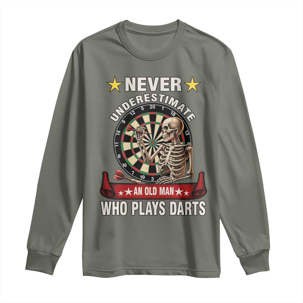 Never Underestimate An Old Man Plays Darts Long Sleeve Shirt Gothic Darts Player - Wonder Print Shop