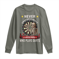 Never Underestimate An Old Man Plays Darts Long Sleeve Shirt Gothic Darts Player - Wonder Print Shop