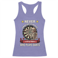 Never Underestimate An Old Man Plays Darts Racerback Tank Top Gothic Darts Player - Wonder Print Shop