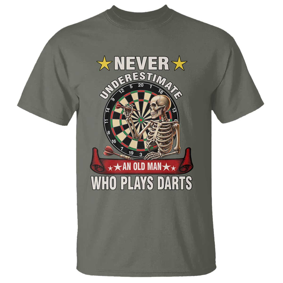 Never Underestimate An Old Man Plays Darts T Shirt Gothic Darts Player - Wonder Print Shop