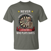 Never Underestimate An Old Man Plays Darts T Shirt Gothic Darts Player - Wonder Print Shop